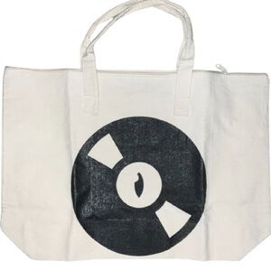 Stylish White Tote Bag with Black Graphic
